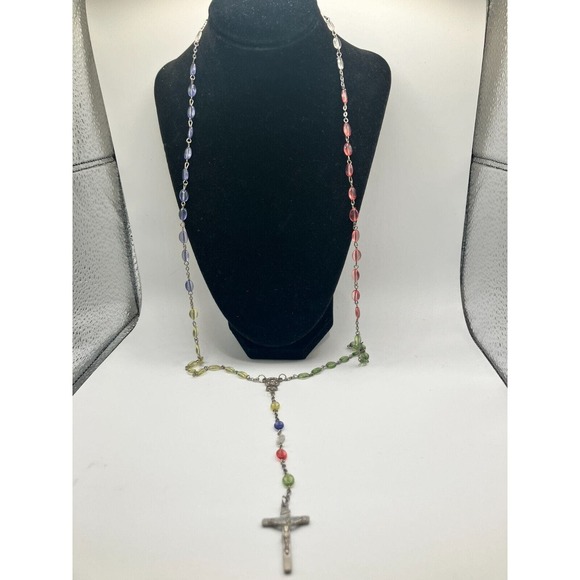 St Labre Indians Multicolored Rosary Beads 22 7/8 Inch Necklace! - Picture 5 of 12